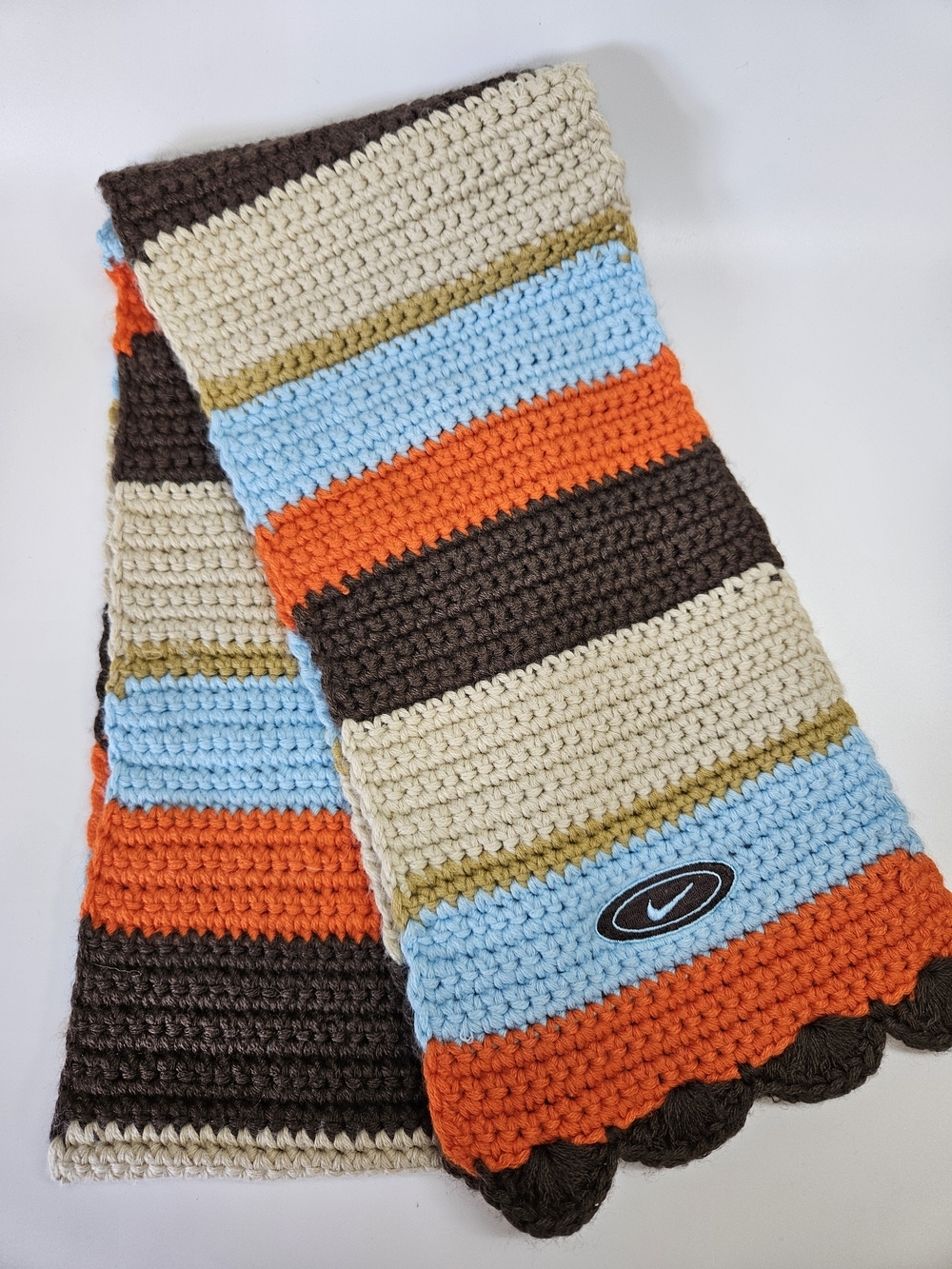 Nike Crochet Colorful Striped Wool Blend Rectangle Scarf